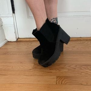 Black chunky heeled boots